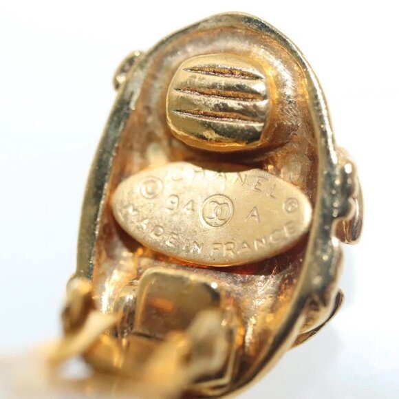 CHANEL COCO Mark Gripoa Earring metal Gold CC Auth BA4542V - Picture 7 of 14
